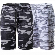 Fashion Camouflage Printed Elastic Waist Men's Knee-length Shorts