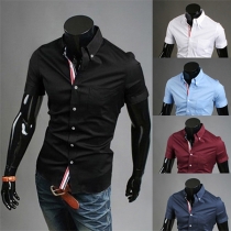 Fashion Solid Color Short Sleeve POLO Collar Men's Shirt