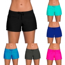 Fashion Solid Color Low-waist Swimming Shorts