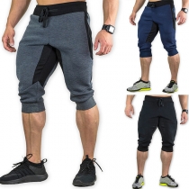 Fashion Contrast Color Men's Sports Capri Pants 