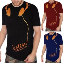 Fashion Printed Short Sleeve Round Neck Men's T-shirt 