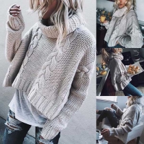 Fashion Solid Color Long Sleeve Turtleneck Sweater 