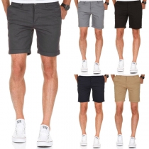 Fashion Middle-waist Solid Color Men's Knee-length Shorts 