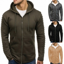 Fashion Solid Color Long Sleeve Hooded Men's Sweatshirt Coat