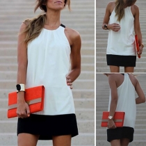 Fashion Contrast Color Halter Dress