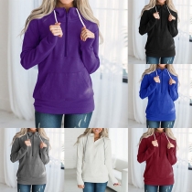 Fashion Solid Color Long Sleeve Casual Hoodie