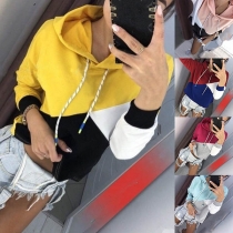 Fashion Contrast Color Long Sleeve Hoodie
