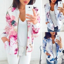 Fashion Long Sleeve Stand Collar Printed Jacket