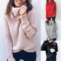 Fashion Solid Color Long Sleeve Turtleneck Sweater