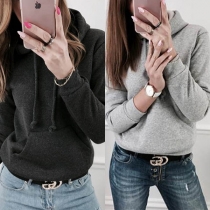 Fashion Solid Color Long Sleeve Slim Fit Hoodie