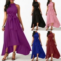 Elegant Solid Color Sleeveless Irregular Hem Party Dress