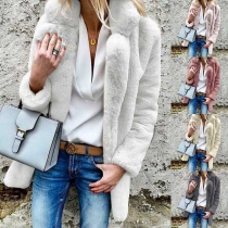 Fashion Solid Color Long Sleeve Thick Cardigan Coat 