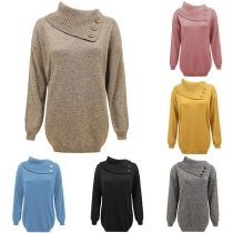 Fashion Solid Color Long Sleeve Irregular Oblique Shoulder Sweatershirt 