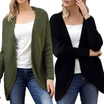 Fashion Solid Color Long Sleeve Back Lace-up Knit Cardigan