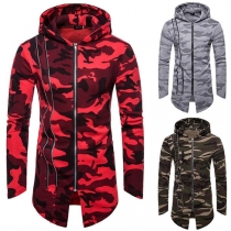 Fashion Camouflage Printed Long Sleeve Hooded Men's Coat 