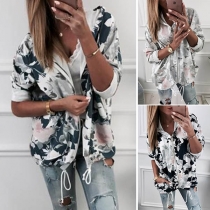 Fashion Contrast Color Long Sleeve Zipper Side Pockets Hooded Sweatshirt