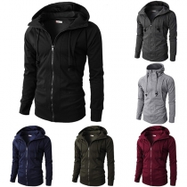 Fashion Solid Color Long Sleeve Hooded Men's Sweatshirt Coat 