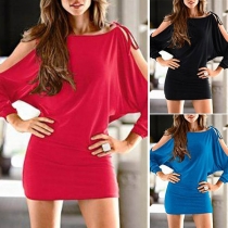 Sexy Off-shoulder Long Sleeve Slim Fit Lace-up Dress