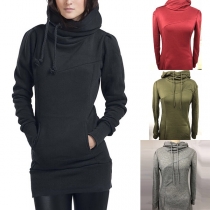 Fashion Solid Color Long Sleeve Slim Fit Hoodie