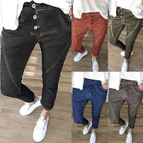Fashion Middle-waist Relaxed-fit Casual Pants 