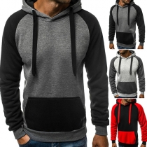  Fashion Contrast Color Long Sleeve Men's Hoodie 