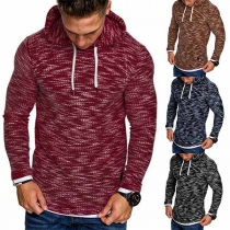  Fashion Mixed Color Long Sleeve Hooded Men's Sweater 