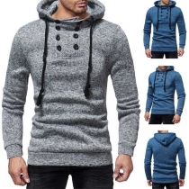 Fashion Solid Color Double-breasted Long Sleeve Men's Sweatshirt