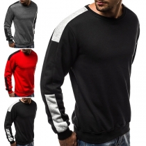Fashion Contrast Color Long Sleeve Round Neck Men's Sweatshirt 