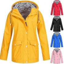 Fashion Solid Color Long Sleeve Hooded Outdoor Jacket