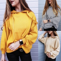 Fashion Solid Color Long Sleeve Loose Hoodie 
