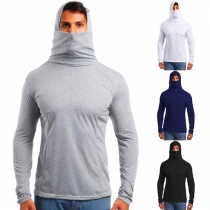 Fashion Solid Color Long Sleeve Hooded Men's Sweatshirt 