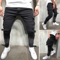 Fashion Solid Color Side-pockets Men's Jeans 