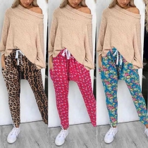 Fashion Printed Drawstring Waist Loose Harlan Pants