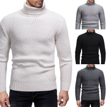 Fashion Solid Color Long Sleeve Turtleneck Men's Sweater 