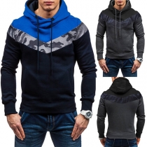 Fashion Contrast Color Camouflage Printed Spliced Men's Hoodie