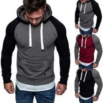 Fashion Contrast Color Long Sleeve Men's Hoodie