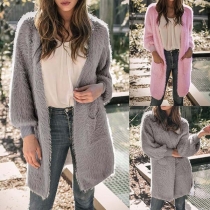 Fashion Solid Color Long Sleeve Loose Cardigan