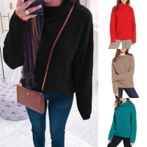 Fashion Solid Color Long Sleeve Turtleneck Sweater