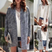 Fashion Long Sleeve Front-pocket Loose Knit Cardigan