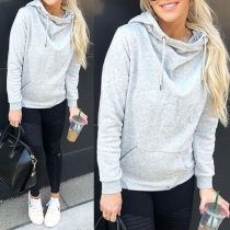 Fashion Solid Color Long Sleeve Casual Hoodie