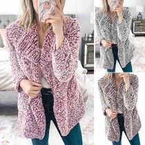 Fashion Mixed Color Long Sleeve Lapel Slim Fit Coat