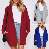 Fashion Solid Color Long Sleeve Woolen Coat