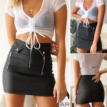 Fashion High Waist Slim Fit PU Leather Skirt