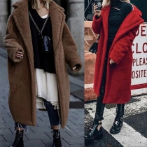Fashion Solid Color Long Sleeve Long-style Woolen Coat