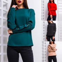 Fashion Long Sleeve Round Neck Blouse