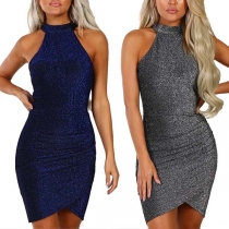 Sexy Off-shoulder Irregular Hem Sleeveless Slim Fit Dress