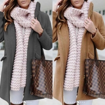 Fashion Solid Color Long Sleeve Stand Collar Slim Fit Woolen   Coat 