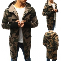 Fashion Camouflage Printed Long Sleeve Hooded Men's Cardigan