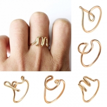 Simple Style English Letter Shaped Alloy Ring