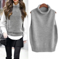 Fashion Solid Color Sleeveless Cowl Neck Knit Vest